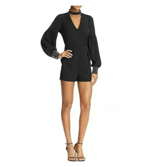 PARKER Louisa Beaded Choker V-Neck Romper - Picture 1 of 10
